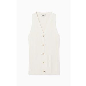 COS Women's White Rib-knit V-neck Vest
